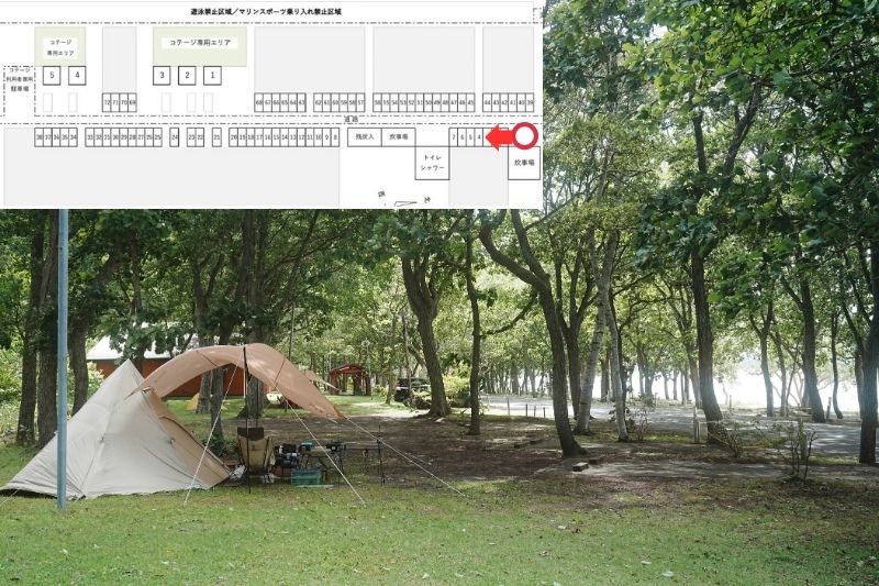 小川原湖畔キャンプ場　山側サイト解説　１