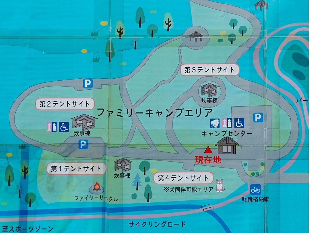 秋田県立中央公園ファミリーキャンプ場・サイトマップ