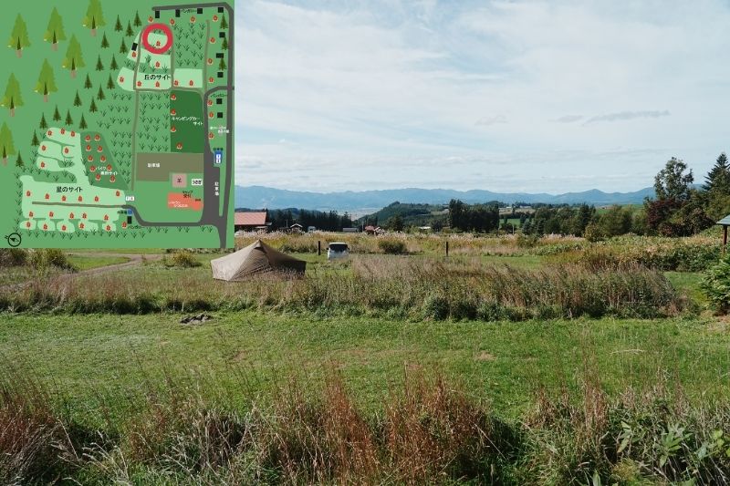 北海道・星に手の届く丘キャンプ場 丘のサイト 最上段 解説