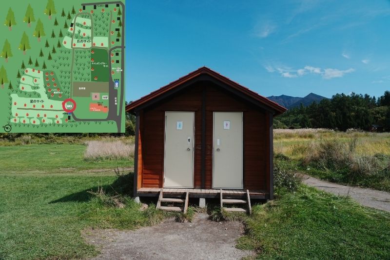 北海道・星に手の届く丘キャンプ場 星のサイト トイレ棟 外観