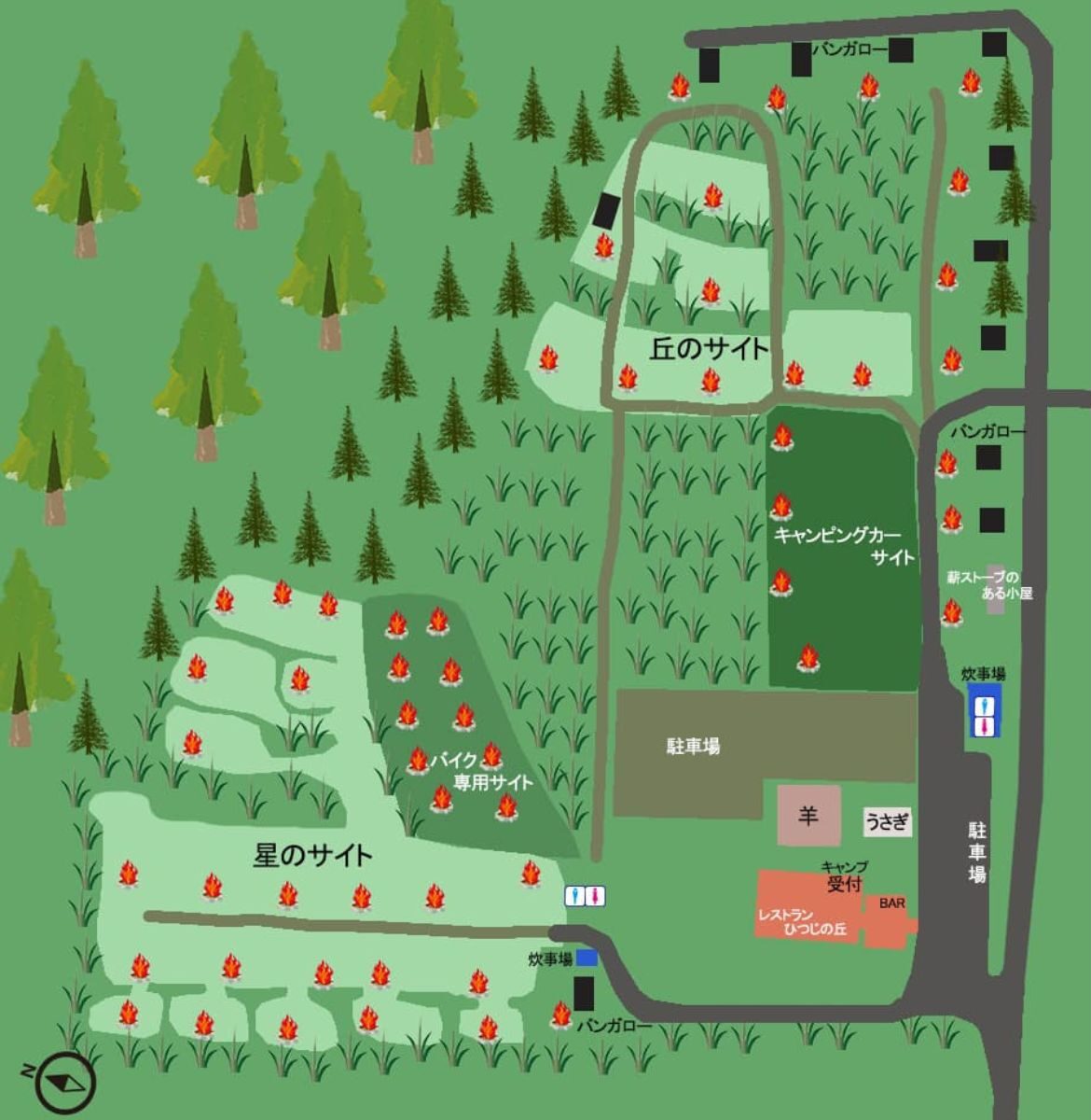 北海道・星に手の届く丘キャンプ場 サイトマップ