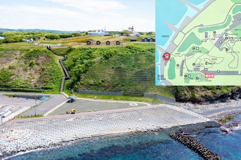 北海道・初山別みさき台公園キャンプ場③ 外観 木製階段