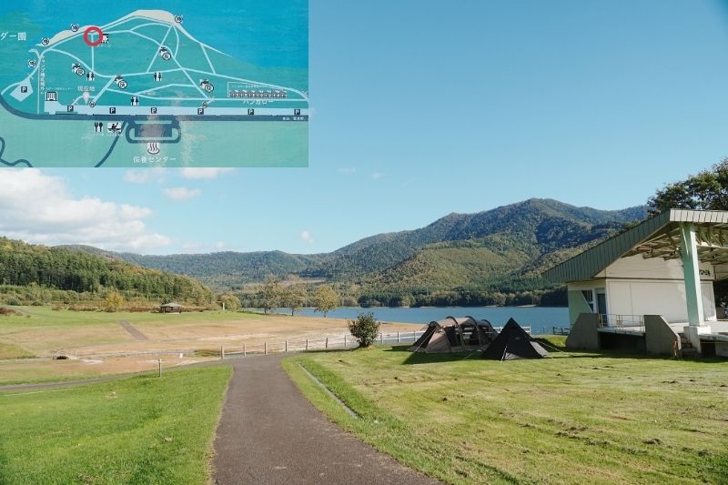 かなやま湖畔キャンプ場 サイト解説7 ステージ左横付近