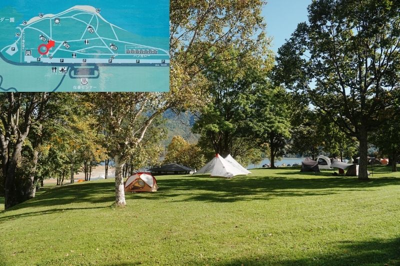 かなやま湖畔キャンプ場 サイト解説3 管理棟裏付近