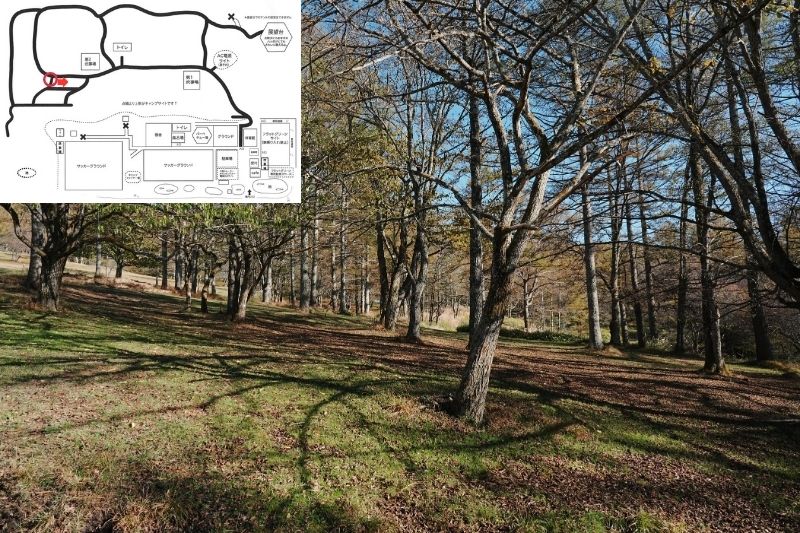 五光牧場オートキャンプ場 サイト解説 マップ左2列目 広場下