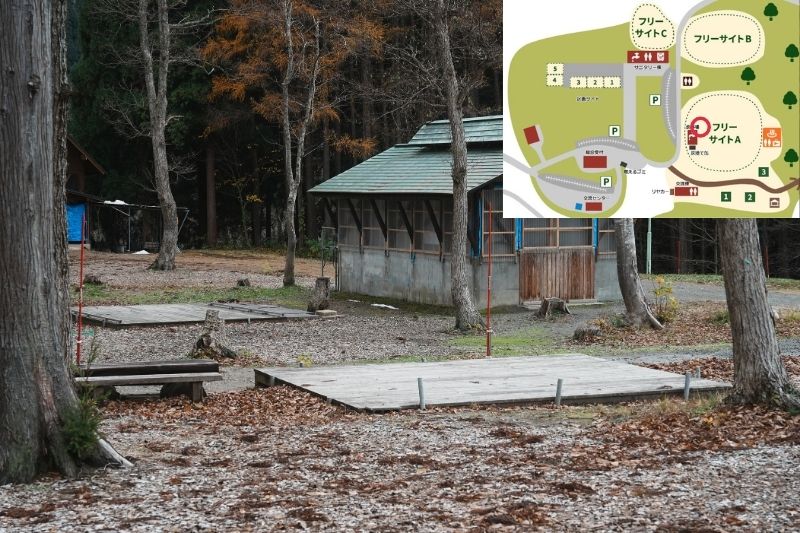 とことん山キャンプ場　フリーサイトA　ウッドデッキ１