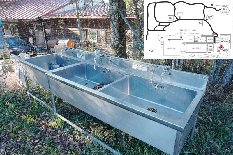 五光牧場オートキャンプ場 炊事場 フラットグリーンサイト 管理棟裏