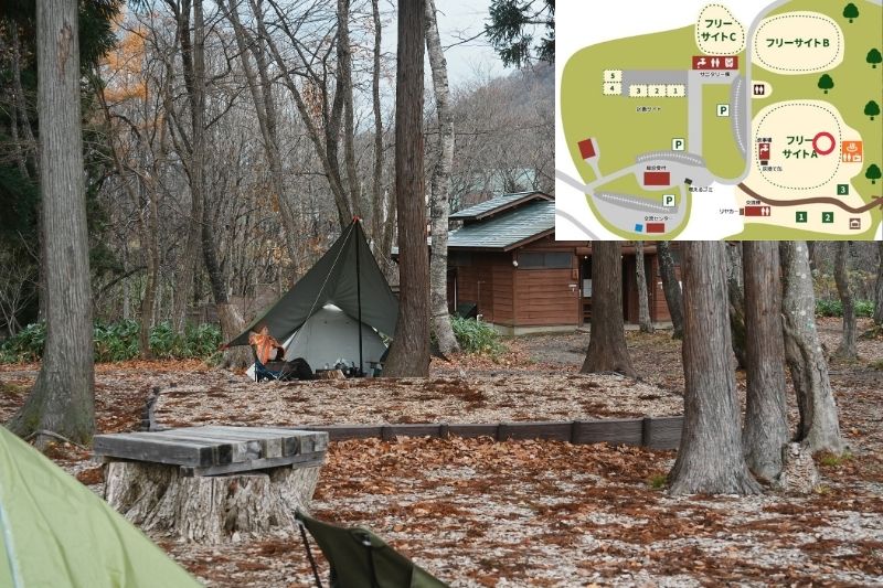 とことん山キャンプ場　フリーサイトA　ウッドデッキ２