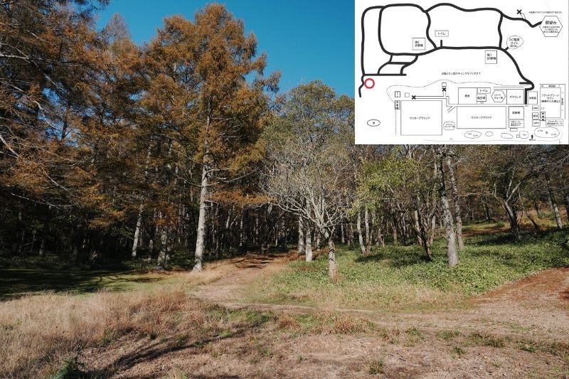 五光牧場オートキャンプ場 サイト解説 マップ左 林間手前1