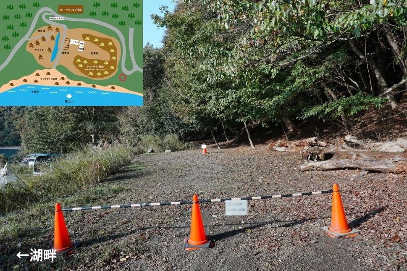 浩庵キャンプ場　湖畔-林間・中間サイト　解説４.５
