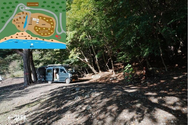 浩庵キャンプ場　湖畔-林間・中間サイト　解説４