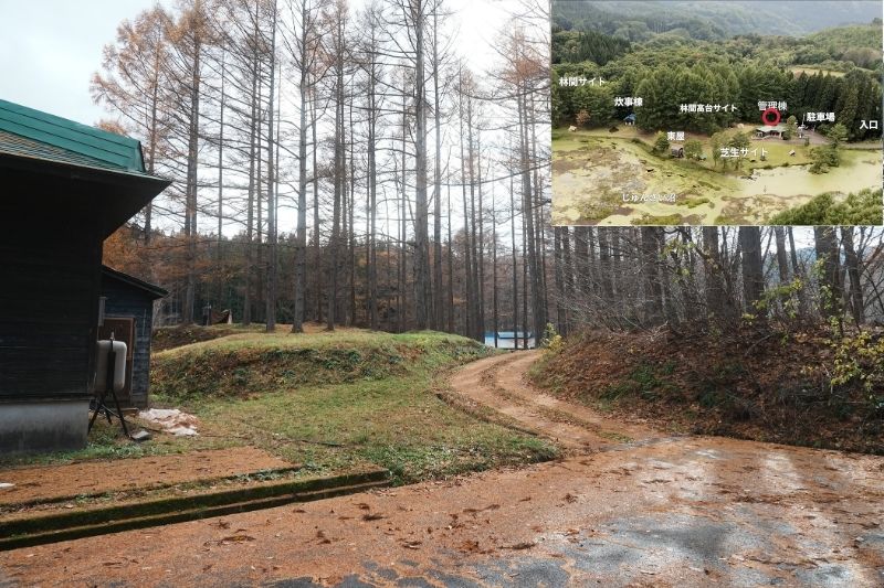 とことん山キャンプ場　管理棟裏　サイト出入り口