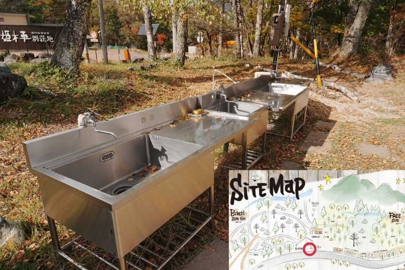 姫木平ホワイトバーチキャンプフィールド　炊事場（BBQ台・焚き火台用）