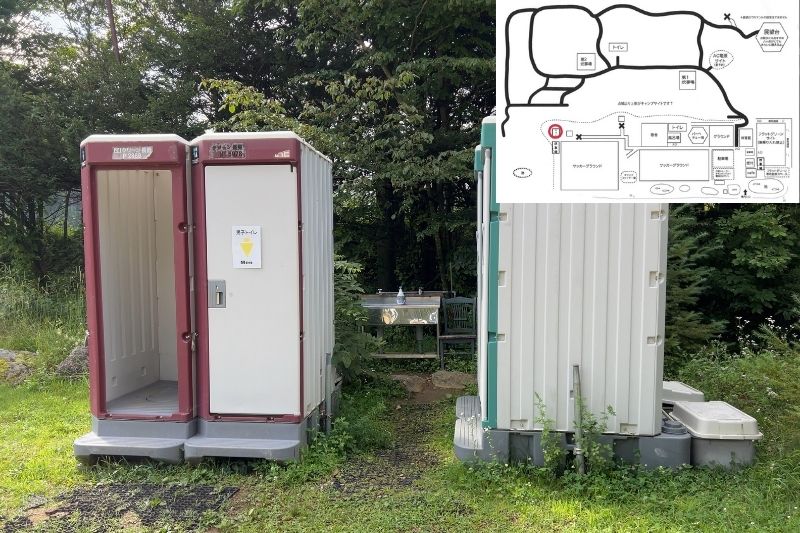 五光牧場オートキャンプ場 サッカーグラウンド横 仮設トイレ