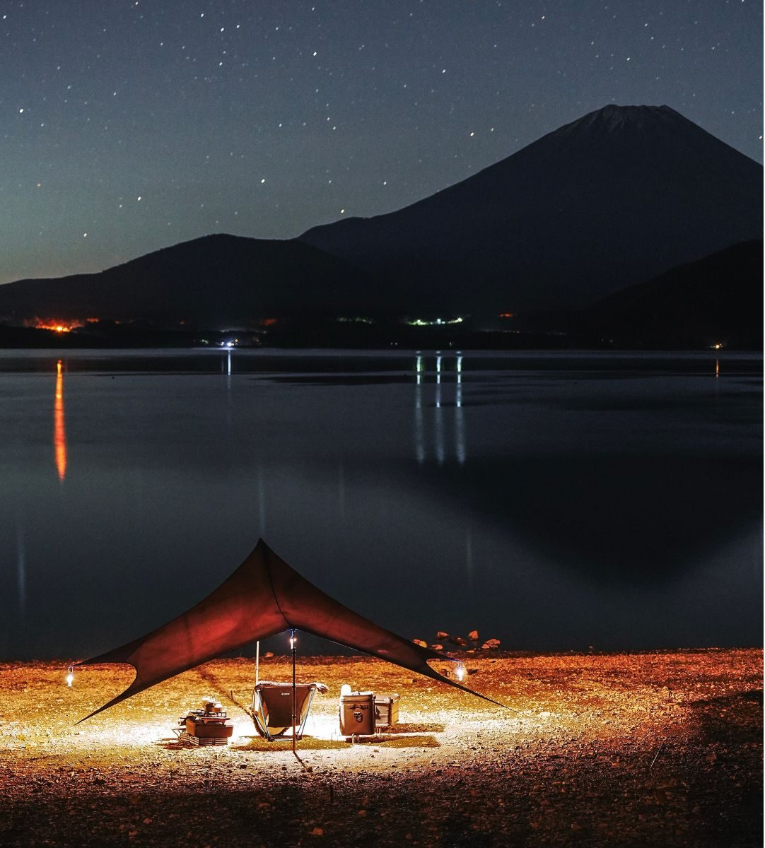 浩庵キャンプ場　富士山　夜景　景色