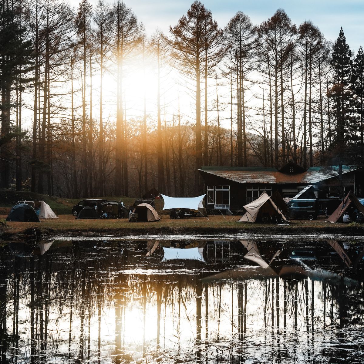 じゅんさい沼キャンプ場　アイキャッチ　リフレクション　telo　絶景