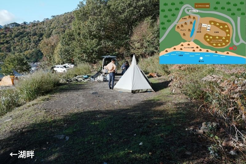浩庵キャンプ場　湖畔-林間・中間サイト　解説６