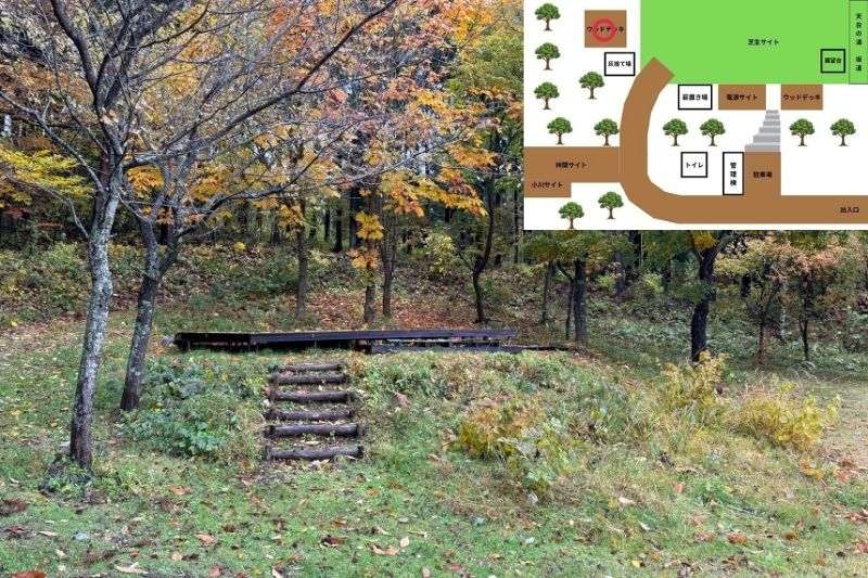 backyard camp　サイト解説　ウッドデッキ１