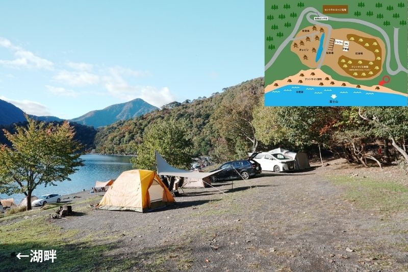 浩庵キャンプ場　湖畔-林間・中間サイト　解説７