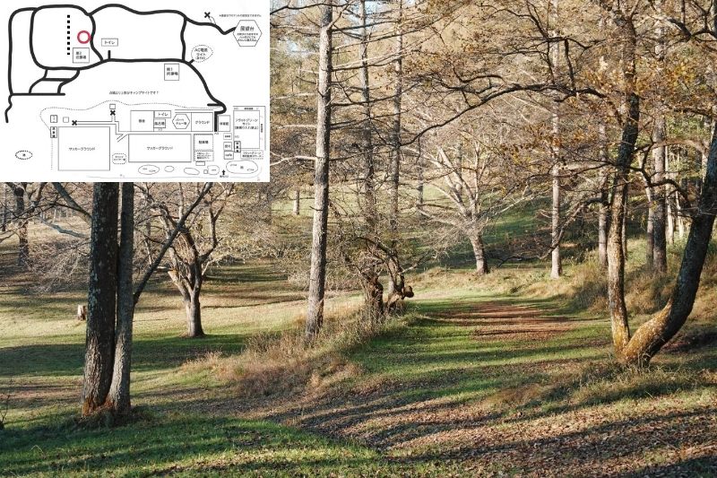 五光牧場オートキャンプ場 サイト解説 マップ左2列目 第2炊事場付近2