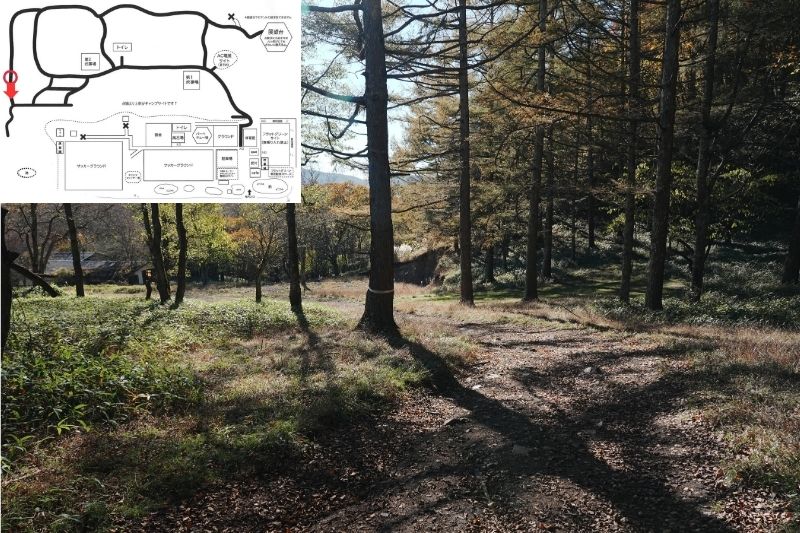 五光牧場オートキャンプ場 サイト解説 マップ左 林間 坂 通路