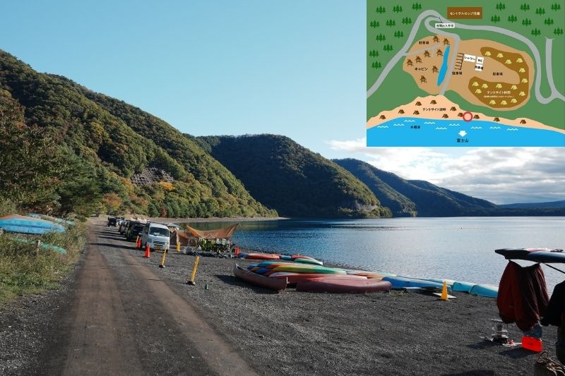 浩庵キャンプ場　湖畔サイト　解説８.５