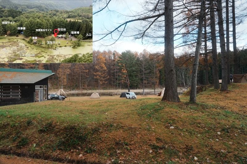 じゅんさい沼キャンプ場　林間高台サイト１