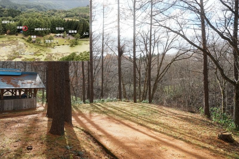 じゅんさい沼キャンプ場　林間サイト１　炊事場左横