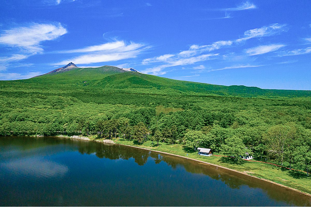 北海道 東大沼キャンプ場 駒ヶ岳 キャンプ場 全景