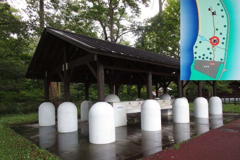 北海道 東大沼キャンプ場 炊事場 林間サイト