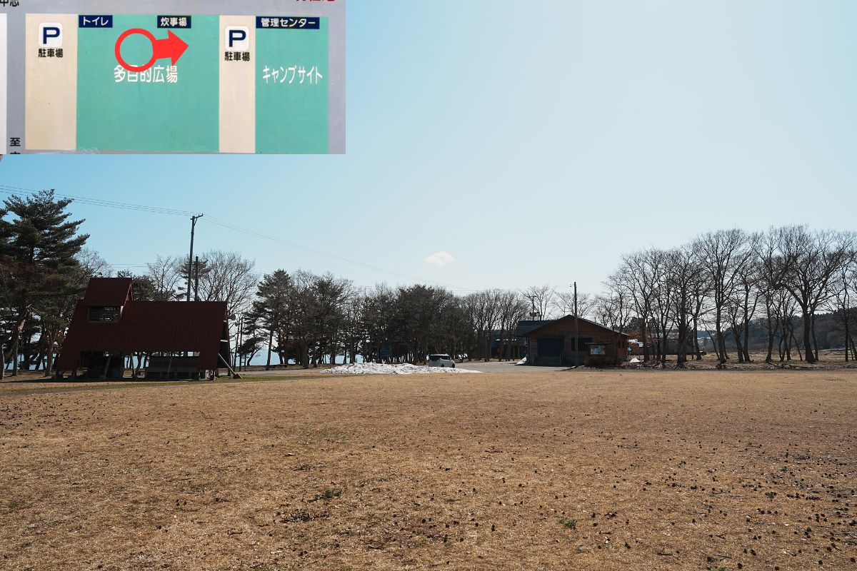 わかさぎ公園浜台キャンプ場 芝生サイト 解説7.5