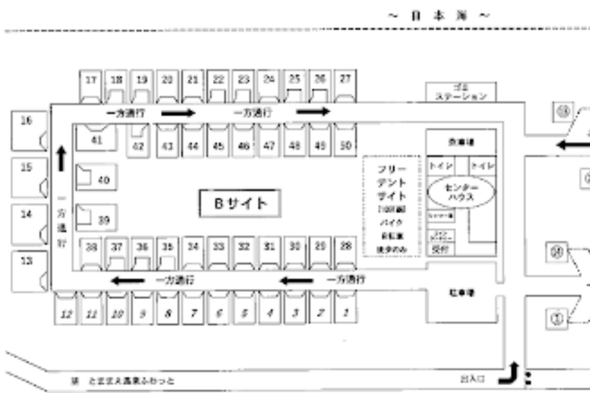北海道　とままえ夕陽ヶ丘オートキャンプ場　サイトマップ　B フリー