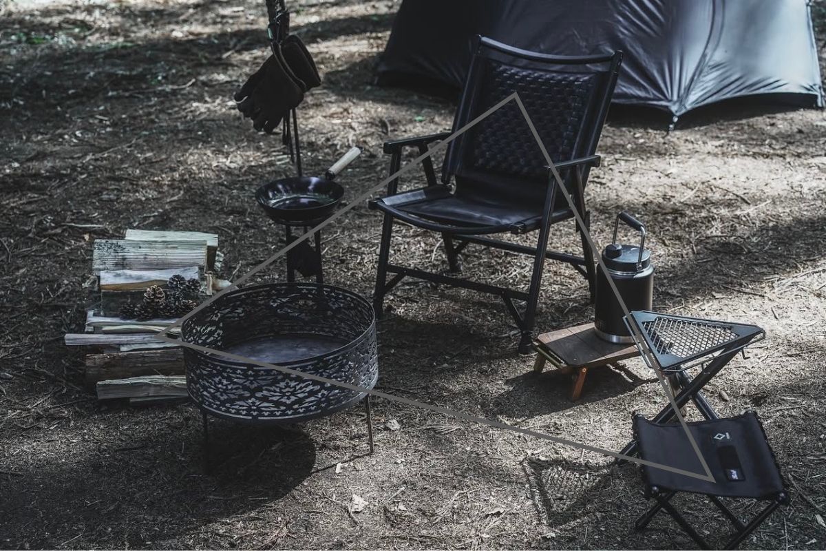 キャンプサイト　二等辺三角形　配置　イメージ　