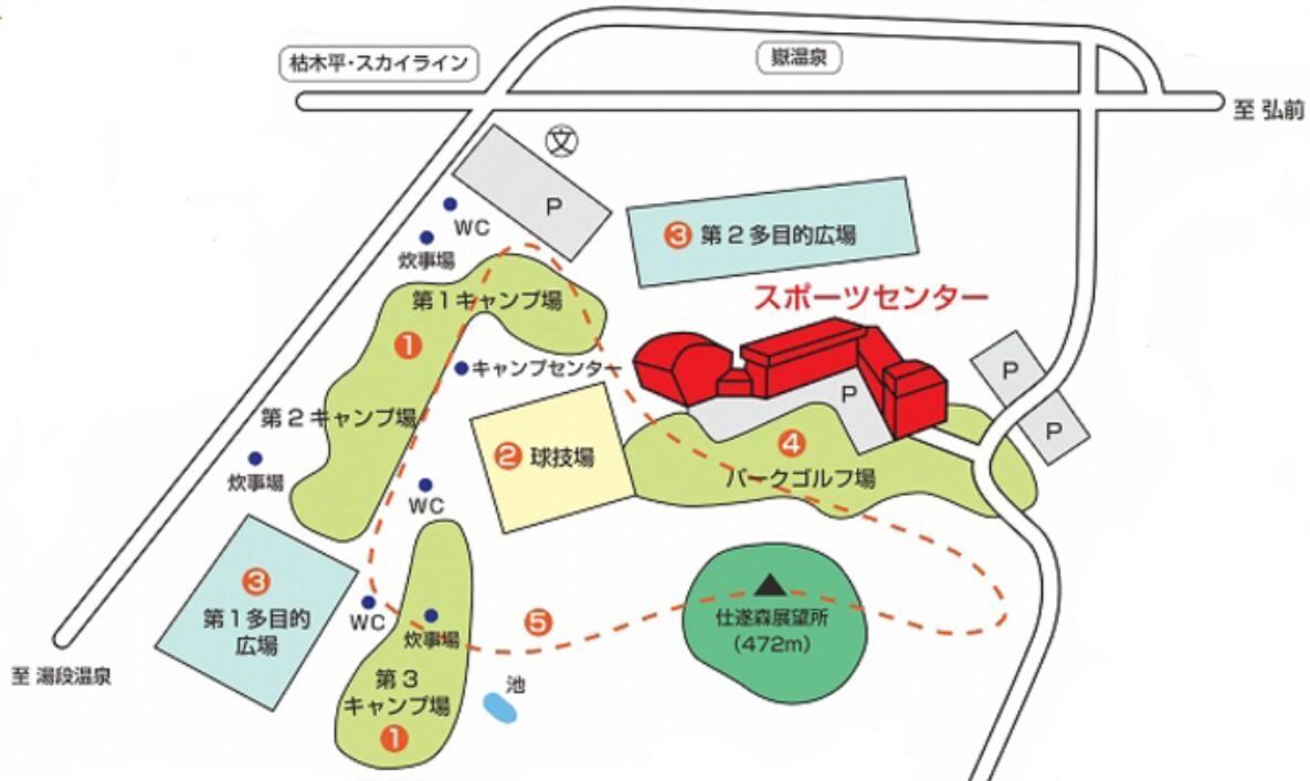 岩木山青少年スポーツセンター　キャンプ場　サイトマップ