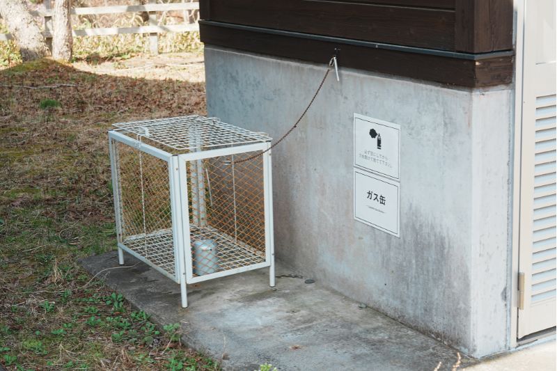 Snow Peak 陸前高田キャンプフィールド　フリーサイトC　ゴミ捨て場　ガス管