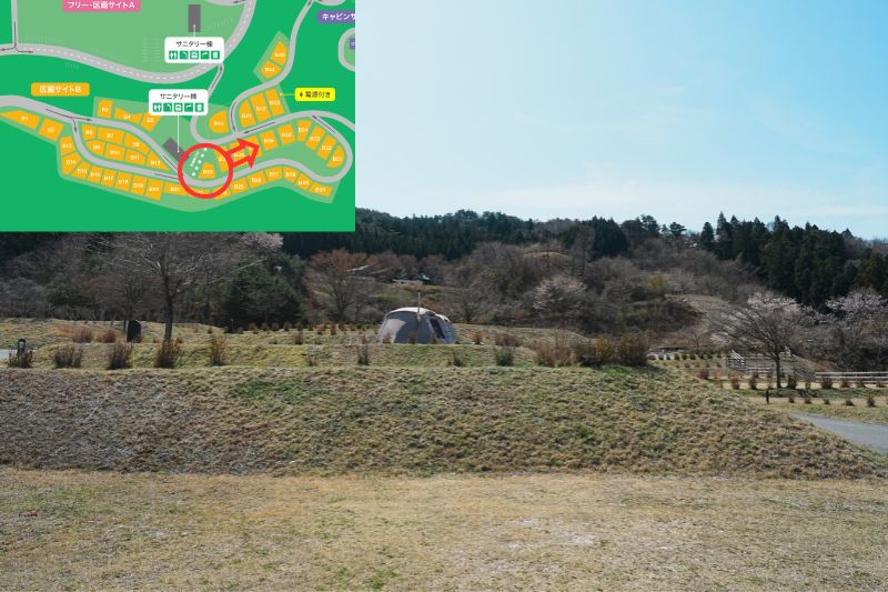 Snow Peak 陸前高田キャンプフィールド　区画サイト　段差