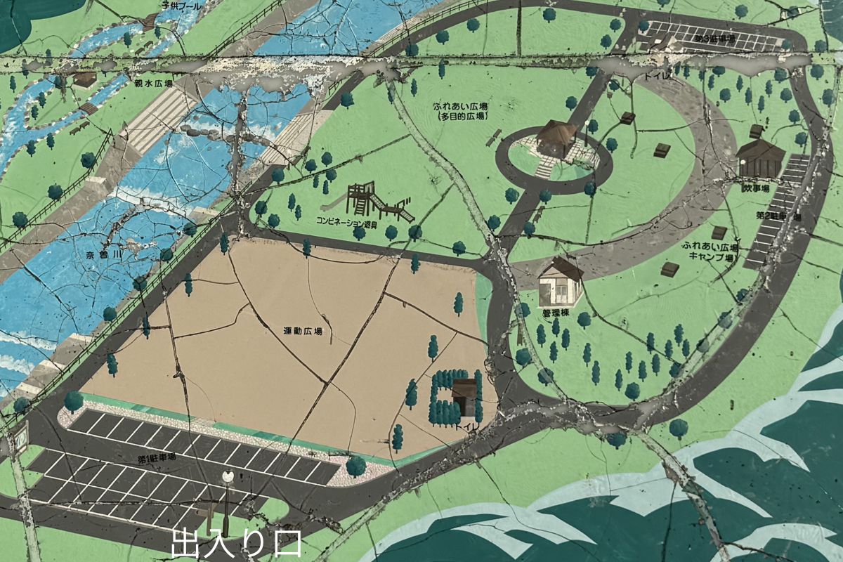 奈曽川河川公園キャンプ場　サイトマップ