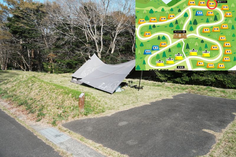 おしか家族旅行村オートキャンプ場　オートサイトA１４