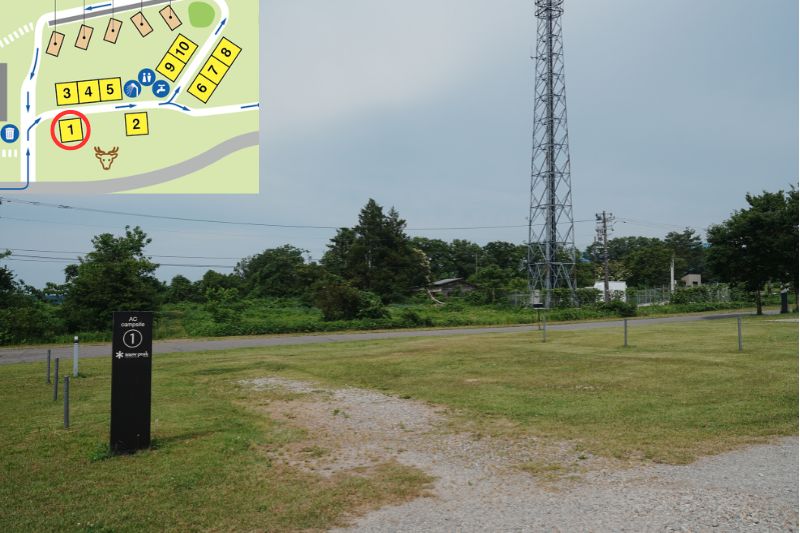 snowpeak headquarters campfield（スノーピーク ヘッドクォーターズ）　区画電源サイト１