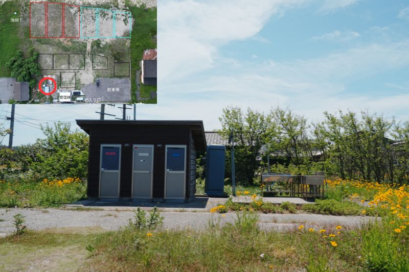 sunset side base シャワー・トイレ棟 炊事場