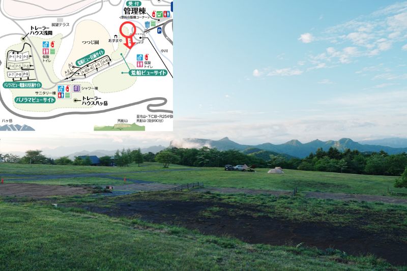 荒船パノラマキャンプフィールド パノラマビューサイト 電源付き区画サイト P-4〜6