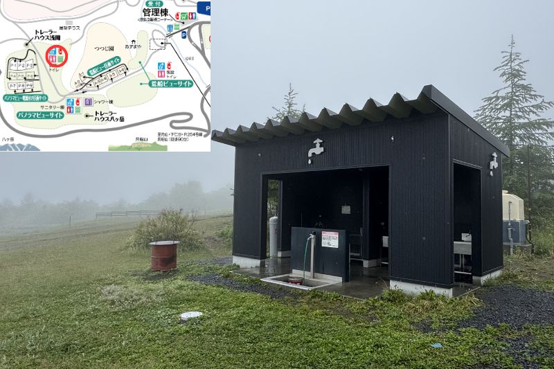荒船キャンプフィールド パノラマビューサイト サイト上部 炊事場1